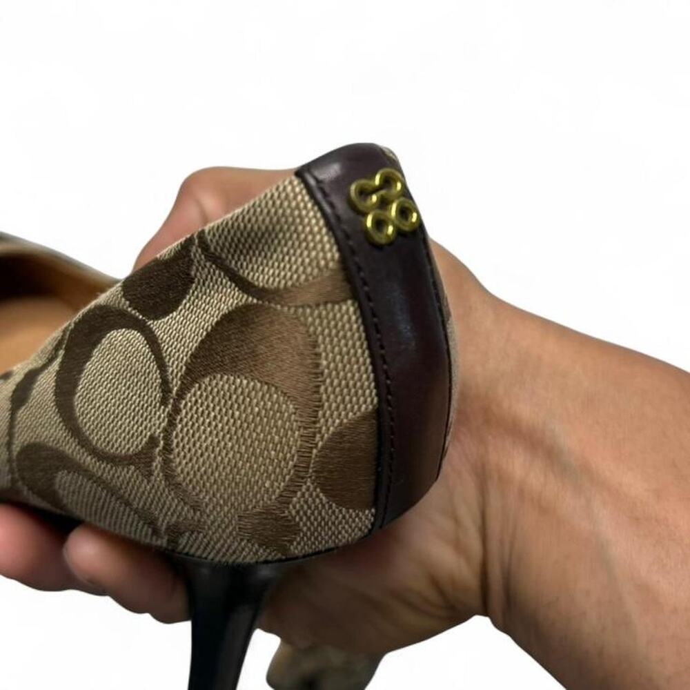 Coach Caya Signature Jacquard Logo  Pumps brown heels with signature logo size 7 - Picture 6 of 8